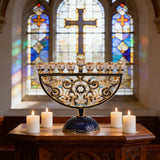Hand-Painted Enamel Menorah (9-Branch Candelabra) - side view