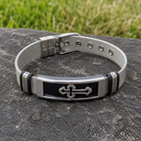 Men’s Christian Cross Mesh Bracelet – Stainless Steel Faith Wristband in Gold or Black