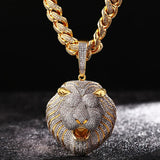 18K Gold Plated Pendant with Bling Cuban Chain Lion King Pendant Necklace for Men, Cubic Zirconia - BGCOPPER