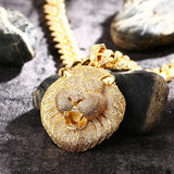 18K Gold Plated Pendant with Bling Cuban Chain Lion King Pendant Necklace for Men, Cubic Zirconia - BGCOPPER