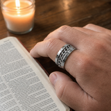 Men’s Faith Spinner Chain Ring – 8mm Titanium Steel Rotating Christian Band