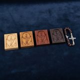 Archangel Michael Hand-Carved Wood Refrigerator Magnet | 4 Sacred Wood Tones