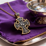 Double-sided S925k silver pendant depicting the Passion of Christ and St. George slaying the dragon.