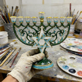 Hanukkah Hand-Painted Menorah: Illuminate the Jewish People's Covenant of Light with Artisan Brushstrokes