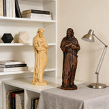 Jesus as the Good Shepherd Wooden Circular Sculpture: Desktop Decoration