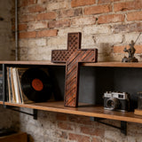 American Flag Cross - Carved in Natural Wood