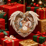 Nativity Scene Heart Angel Acrylic Ornament