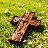 Bgcopper 6 inches Savior Jesus Cross Wood carving - Mini version