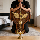 Archangel Michael Solid wood carving gift - Hand carved from a whole piece of wood