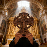 Hand-Carved Beechwood “Hand of Redemption” Crucifix | The Passion and Divine Grace of Christ