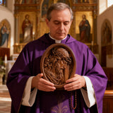 "Jesus with the Crown of Thorns" Beechwood Carved Icon | A Concrete Testimony of Redemption - product view
