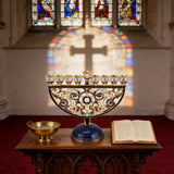 Hand-Painted Enamel Menorah (9-Branch Candelabra) - design detail