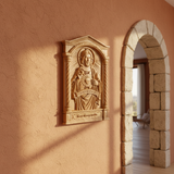 Sacred Heart of Jesus Hand-Carved Beechwood Relief - Divine Mercy Home Altar Decor