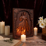 The Sacred Heart and Divine Mercy Jesus Christ Wood Wall Plaque