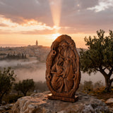 Natural Beechwood Nativity Scene Wooden Carved Plaque Tabletop Arrangement