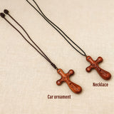 Bgcopper Rosewood Crucifix of Jesus' Passion (Necklace & Car Charm Options)