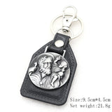 St.Benedict Guadalupe Miraculous Medal Keyrings Leather Car Key Chains - BGCOPPER