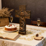 Weihnachtskreuz, Krippenkreuz, Massivholzschnitzerei Buche natur - bestes Weihnachtsgeschenk