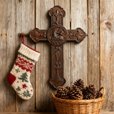 Bgcopper Lamb of God Wood Carving Cross Wall Decor - Paschal lamb