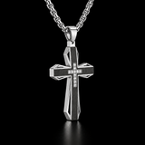 Brushed & Faceted Titanium Steel Cross Necklace – Modern Faith, Bold Devotion