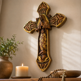 Hand-Carved Beechwood Our Lady of Guadalupe Wall Cross – Catholic Christian Home Décor