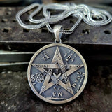 Solomon's Pentacle Reversible Engraved Seal of the Seven Angels Necklace S925K Silver Pendant