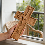 BGCOPPER Savior Jesus Cross - Carved from Natural Wood