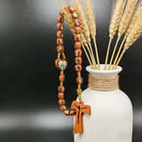 Wooden Medal Rosary with Cross