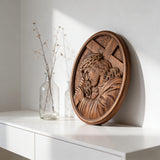 Jesus Crown of Thorns Jesus Inlaid Sacred Heart Crucifix Wooden Sculpture