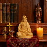 🕊️ Jesus Meditation Wooden Statue - Desk Sculpture for Prayer & Reflection