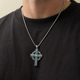 ‘By His Wounds’ Turquoise Crown of Thorns Cross — Comes with a 24-inch chain