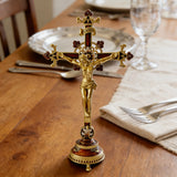 Hand-Painted Metal Jesus Christ Crucifix: Sacred Home Decor - size and finish detail