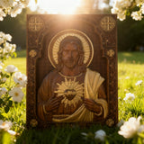 Sacred Heart Wood Carvings: Jesus & Mary, Handcrafted Tokens of Divine Love