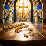 6mm Iron Bead Handcrafted Cross Rosary Necklace