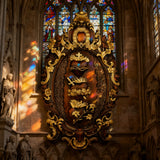 Holzfarbe Drei Heilige Herzen der Heiligen Familie Wandbehang Kunstwerk Personalisiertes religiöses Geschenk