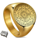 Vintage Titanium Seven Archangel Signet Ring - Amulet Against Evil Eyes, Curses, Spells