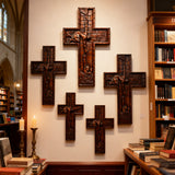 BGCOPPER Savior Jesus Cross - Carved from Natural Wood