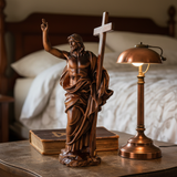 “He Is Risen” — Hand-Carved Boxwood Jesus Resurrection Statue | Symbol of Hope, Faith & New Life
