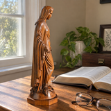 Hand-carved boxwood icon of the Immaculate Heart of Mary