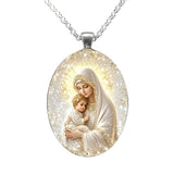 Madonna and Child Oval Necklace – A Timeless Embrace of Divine Love