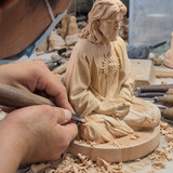 Hand-Carved Beechwood Sacred Heart of Jesus Prayer Statue