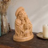 Hand-carved beechwood statue of the Holy Family – Jesus, Mary and Joseph
