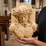 Jesus Crown of Thorns Beechwood Sculpture - side view