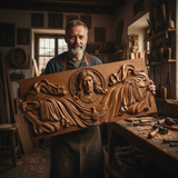 22.75 "Jesus Christus, Heiliger Geist Holz geschnitzt