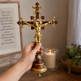 Hand-Painted Metal Jesus Christ Crucifix: Sacred Home Decor - size and finish detail