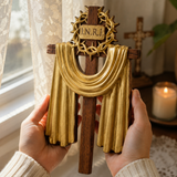 A Holy Testimony: Handcrafted Beechwood Crown of Thorns and Resurrection Shawl Cross