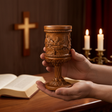 Boxwood "Last Supper" Chalice Hand-Carved Communion Cup | Eternal Symbol of Redemption & Fellowship