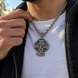 S925 Sterling Silver Double-Sided Crucifix & St. Michael Pendant Necklace