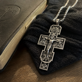 S925 Silver Orthodox Crucifixion Necklace – Detailed Christian Cross Pendant with 24-Inch Chain