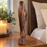 Handcrafted Beechwood Two Hearts One Covenant Cross Sculpture – Christian Wedding & Anniversary Gift